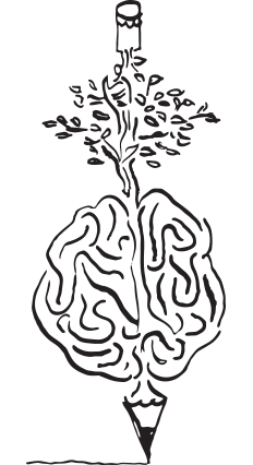 illustrations brain and pencil